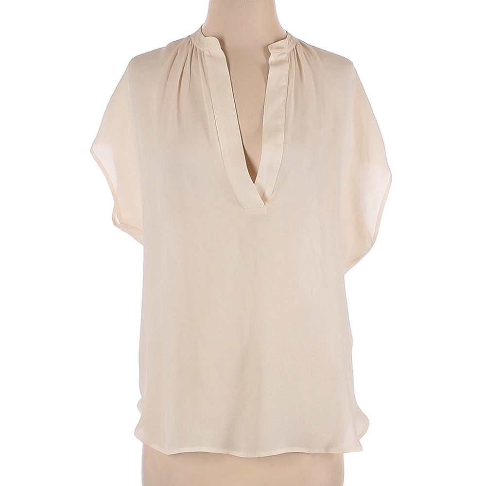 Vince Dusty Nude 100% Silk V Neck Flowy Boxy Sleeveless Blouse